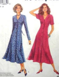 8686 BUTTON LONG FLARE TIED OR NOT DRESS EZ PATTERN 8-18